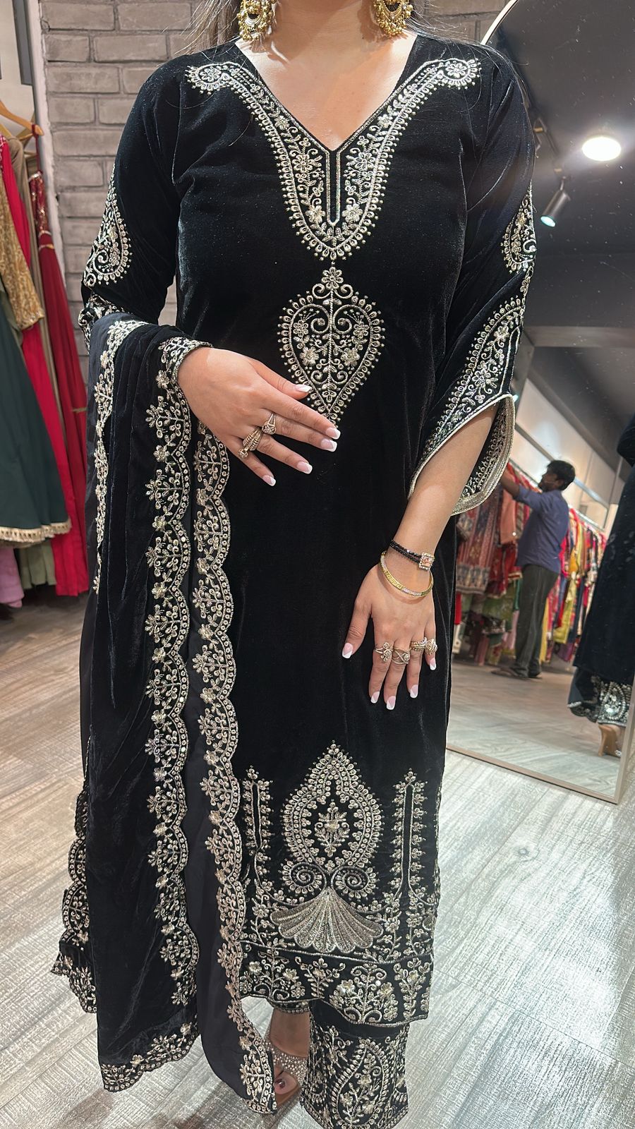 Tehseen Black Designer velvet Suit