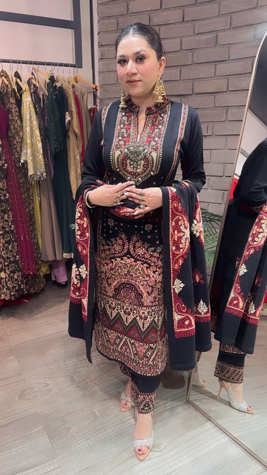 Garam Black Woolen Designer suit