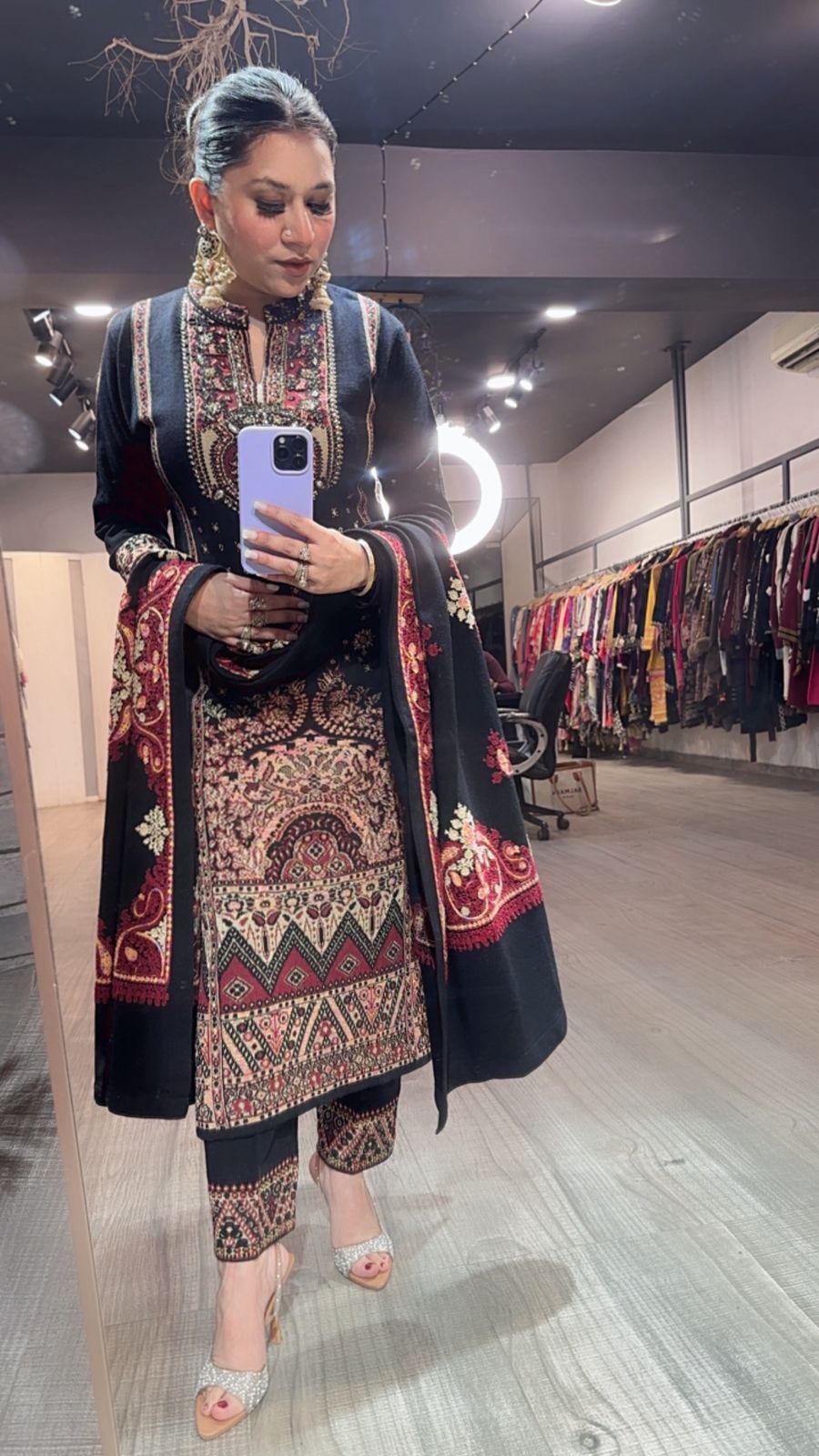 Garam Black Woolen Designer suit