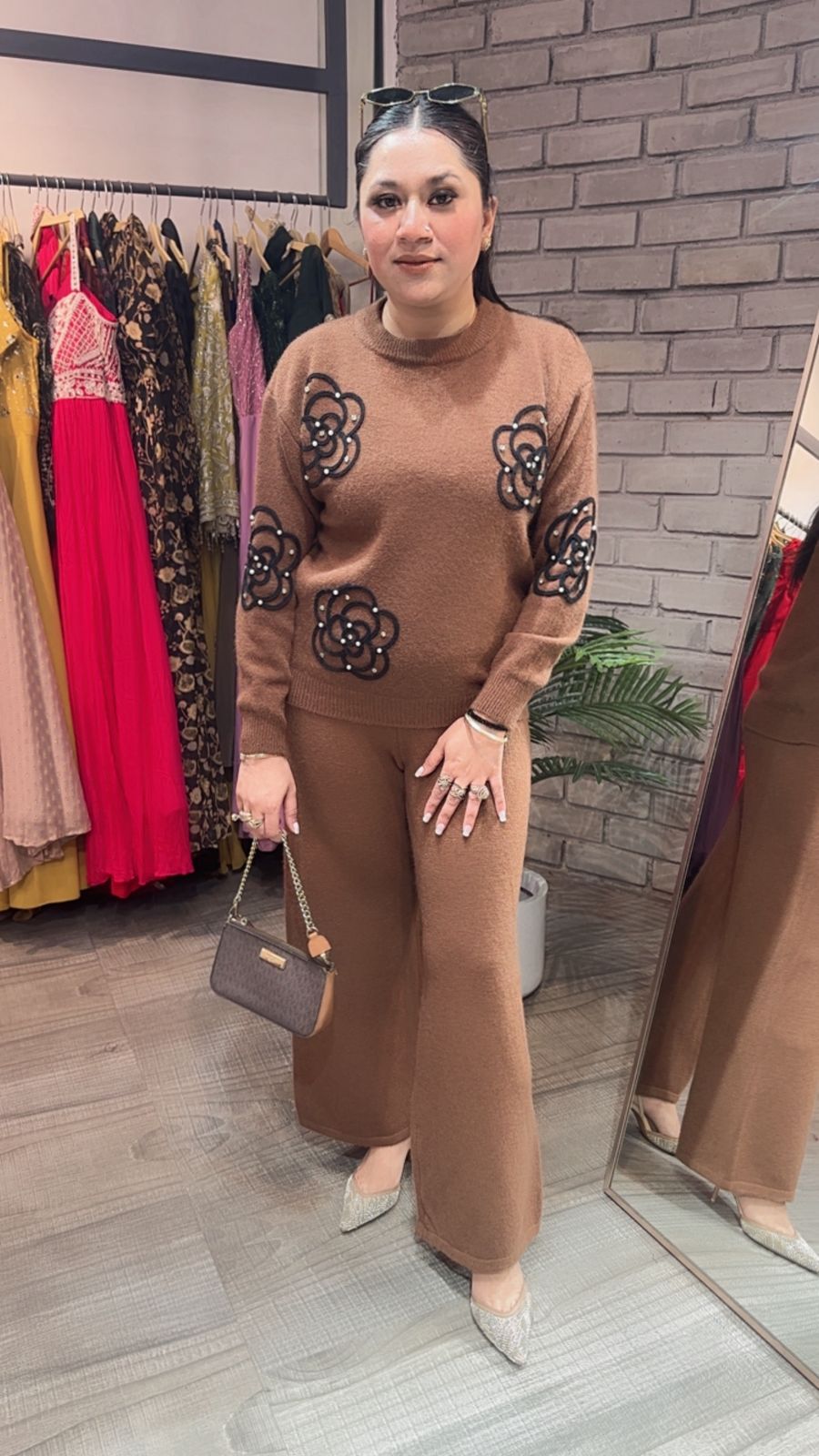 Cookies Brown Flower Woolen Cordset