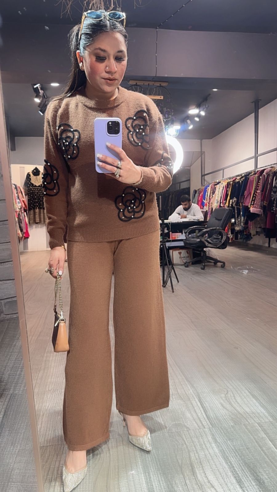 Cookies Brown Flower Woolen Cordset