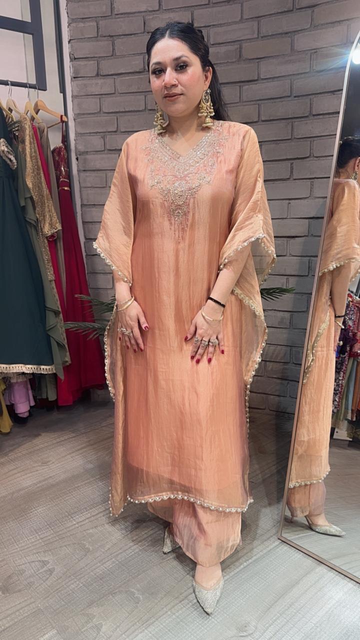 Safari Shimmer Kaftan Set with Inner