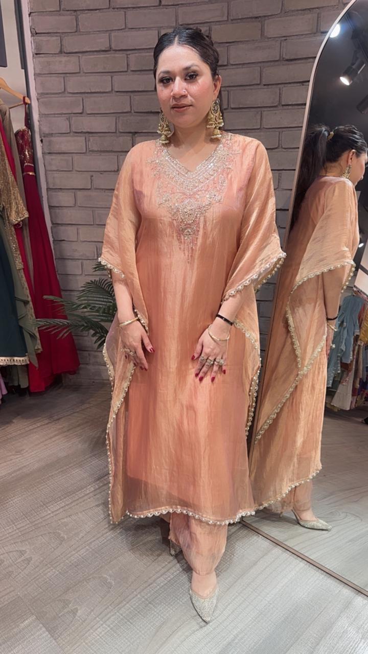 Safari Shimmer Kaftan Set with Inner