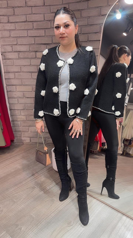 Channel Flower Black white Jacket