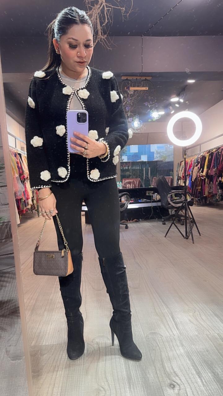 Channel Flower Black white Jacket