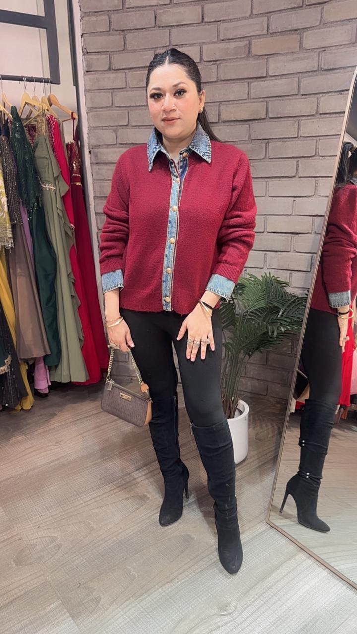 Denim wala Mahroon Woolen Sweater