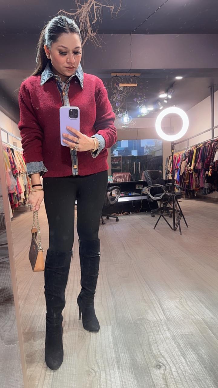 Denim wala Mahroon Woolen Sweater