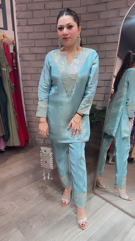 Izhaar Aqua Blue Designer Cordset