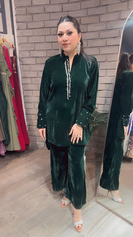 Mahroo Bottel Green velvet stud Cordset