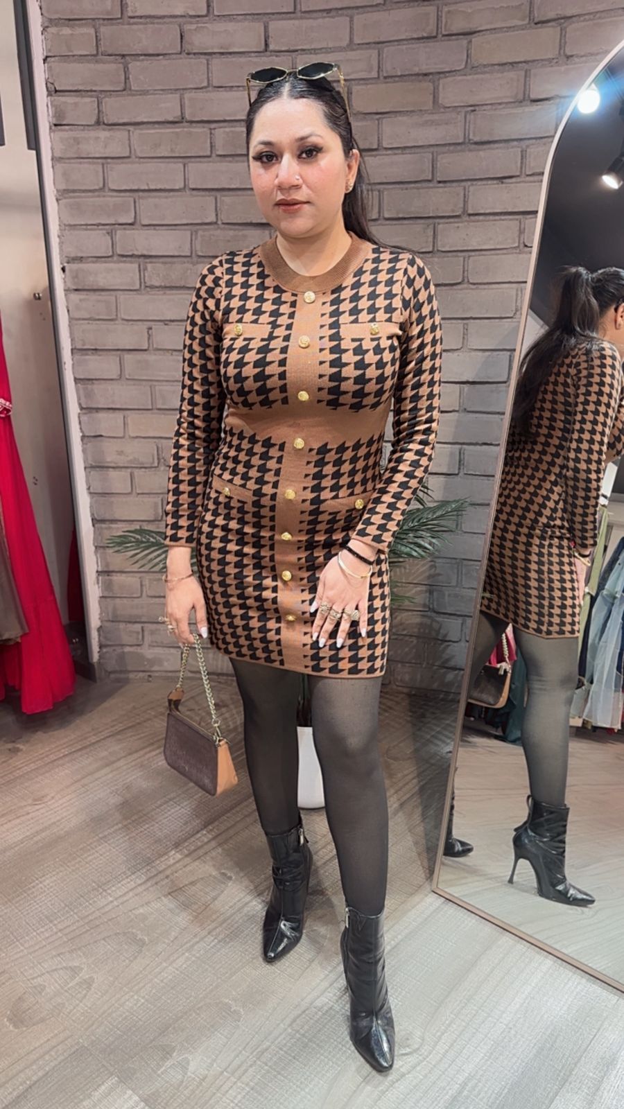 Whimsy Beige Woolen Dress