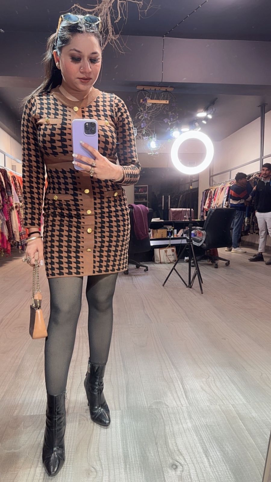 Whimsy Beige Woolen Dress