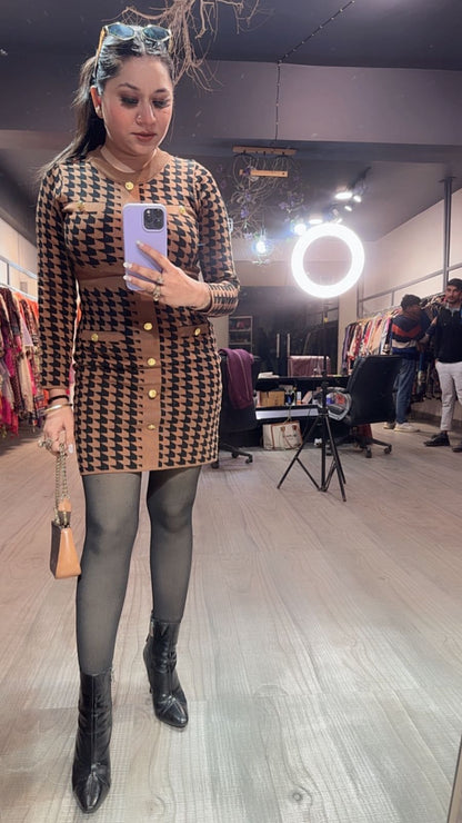 Whimsy Beige Woolen Dress