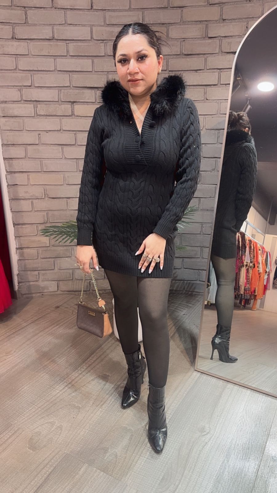 Zoofari Black Woolen Hoodie Dress