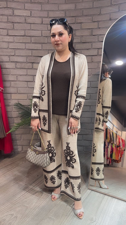 Horizon Beige Brown 3pc Woolen Cordset