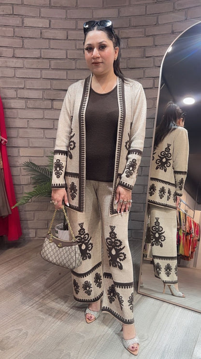 Horizon Beige Brown 3pc Woolen Cordset