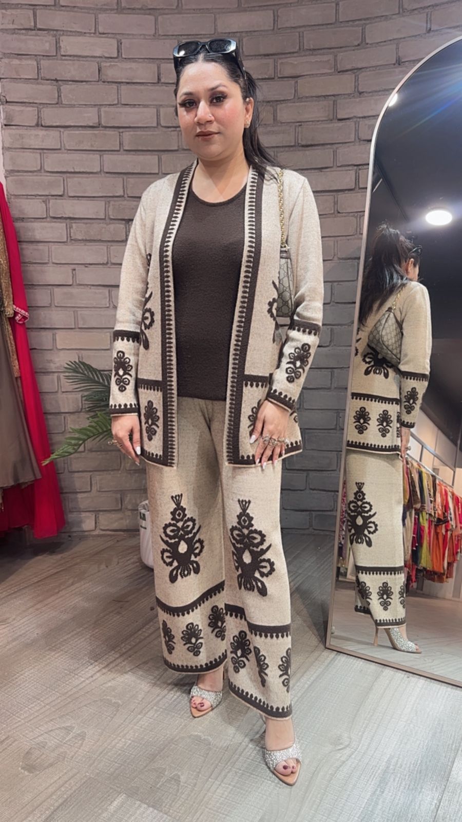 Horizon Beige Brown 3pc Woolen Cordset