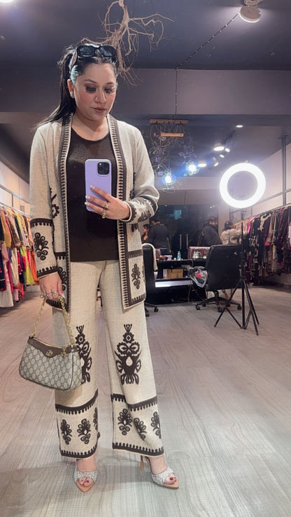 Horizon Beige Brown 3pc Woolen Cordset