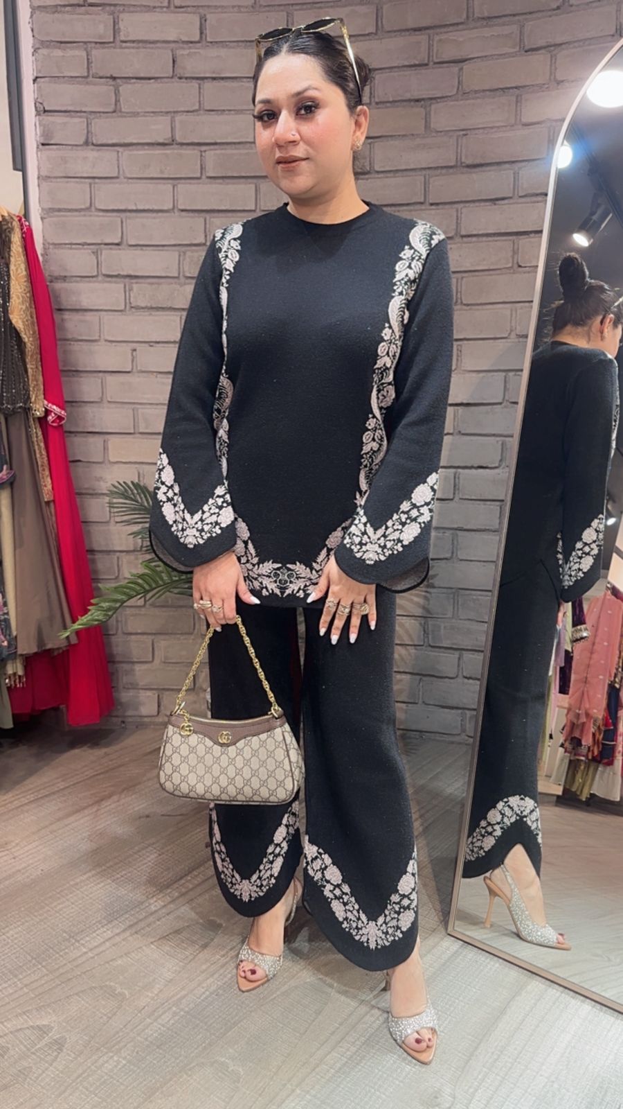 Freesia Black Woolen Cordset