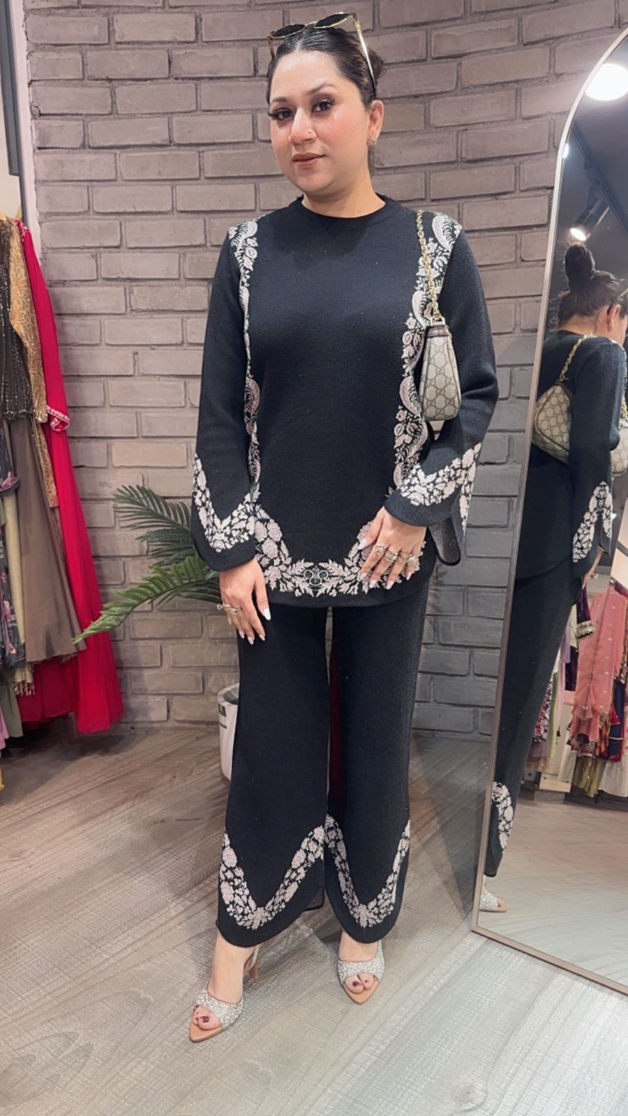 Freesia Black Woolen Cordset