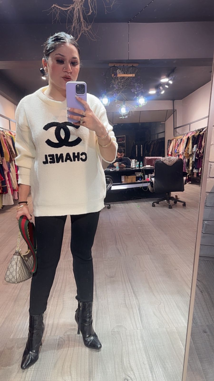 Must white Black Woolen Sweatshirt