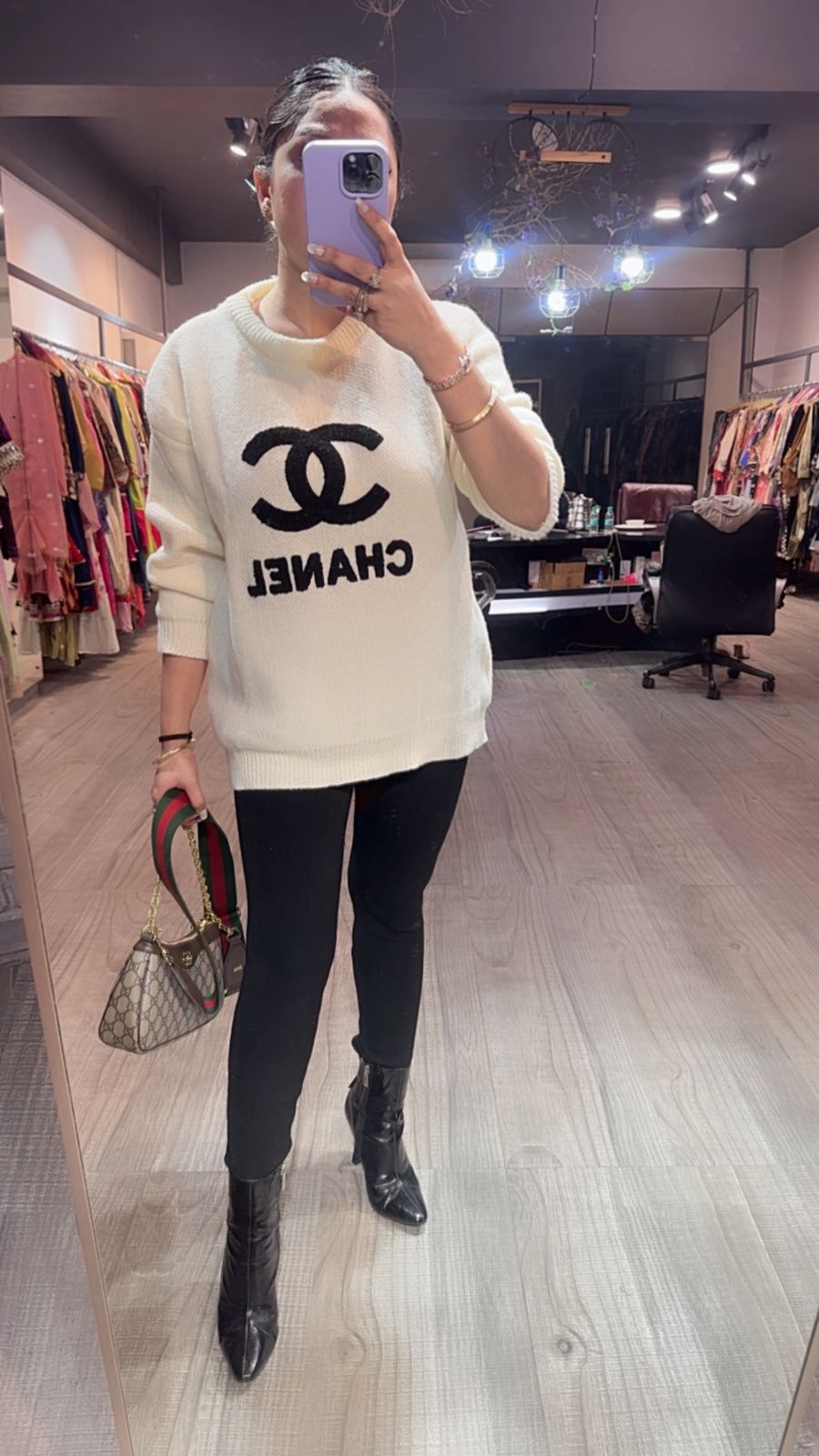 Must white Black Woolen Sweatshirt