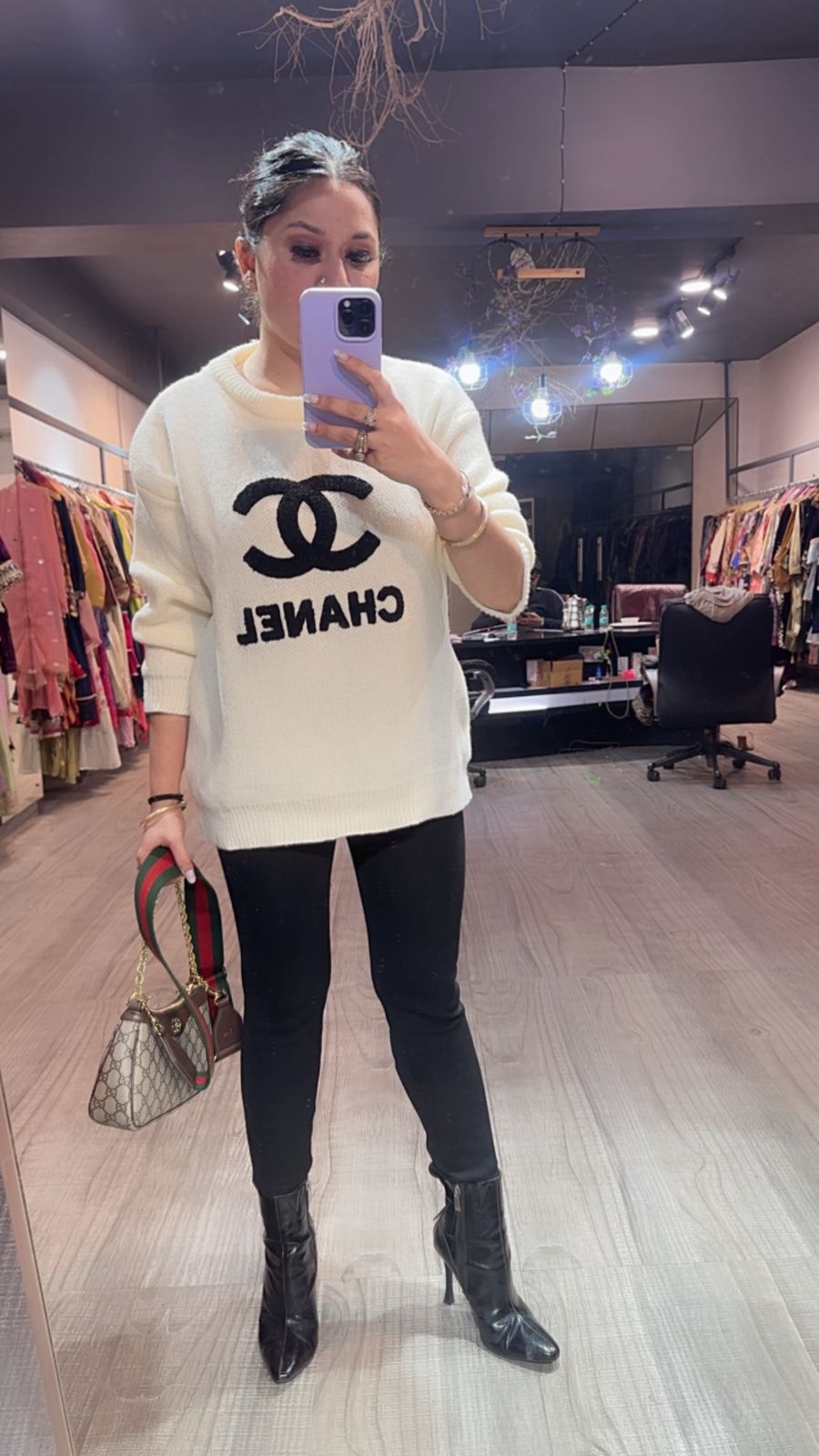 Must white Black Woolen Sweatshirt
