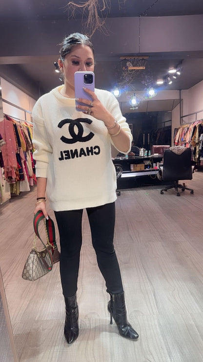 Must white Black Woolen Sweatshirt