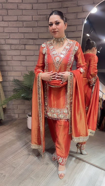 Ronak Rust Mirror Designer suit