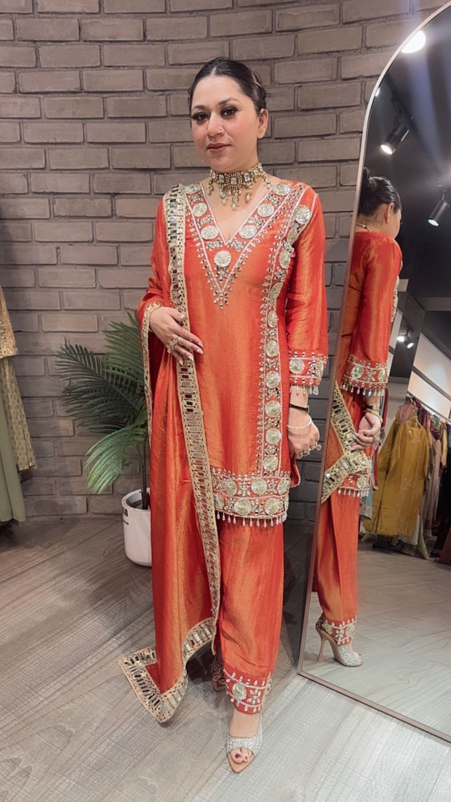 Ronak Rust Mirror Designer suit