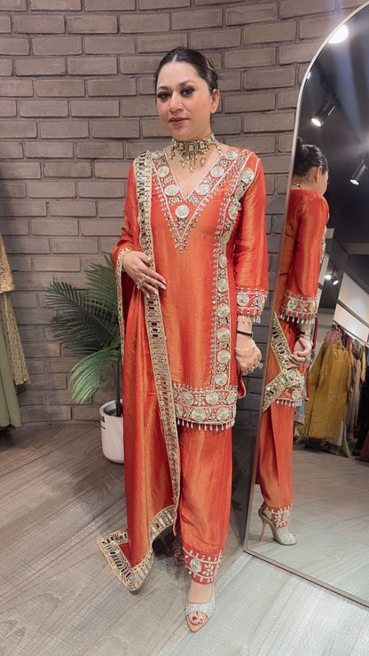 Ronak Rust Mirror Designer suit