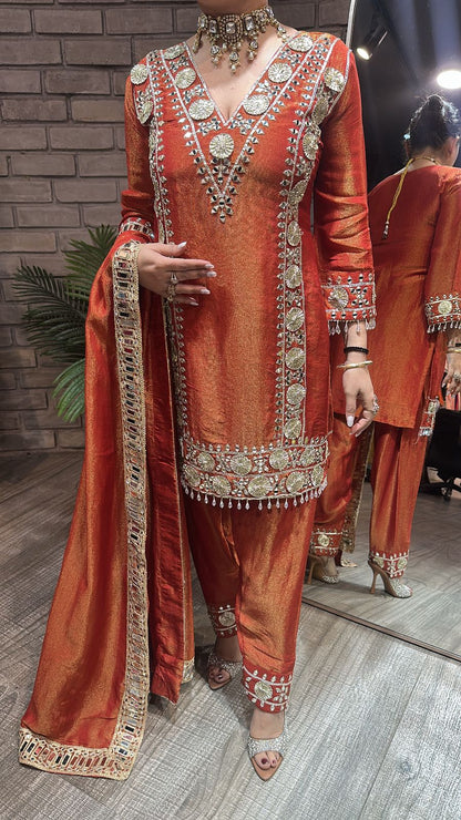 Ronak Rust Mirror Designer suit