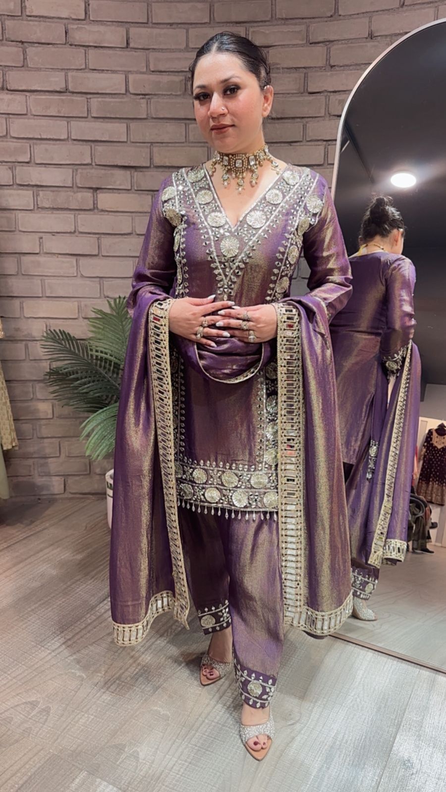 Ronak Lavander Mirror Designer suit