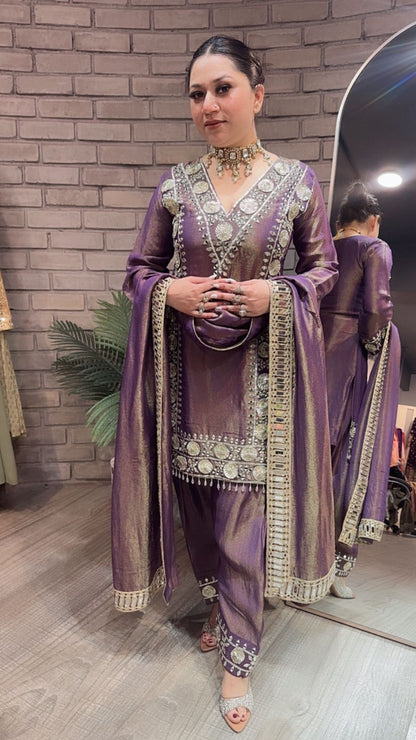 Ronak Lavander Mirror Designer suit
