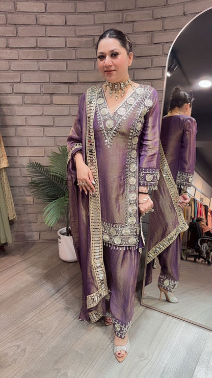 Ronak Lavander Mirror Designer suit