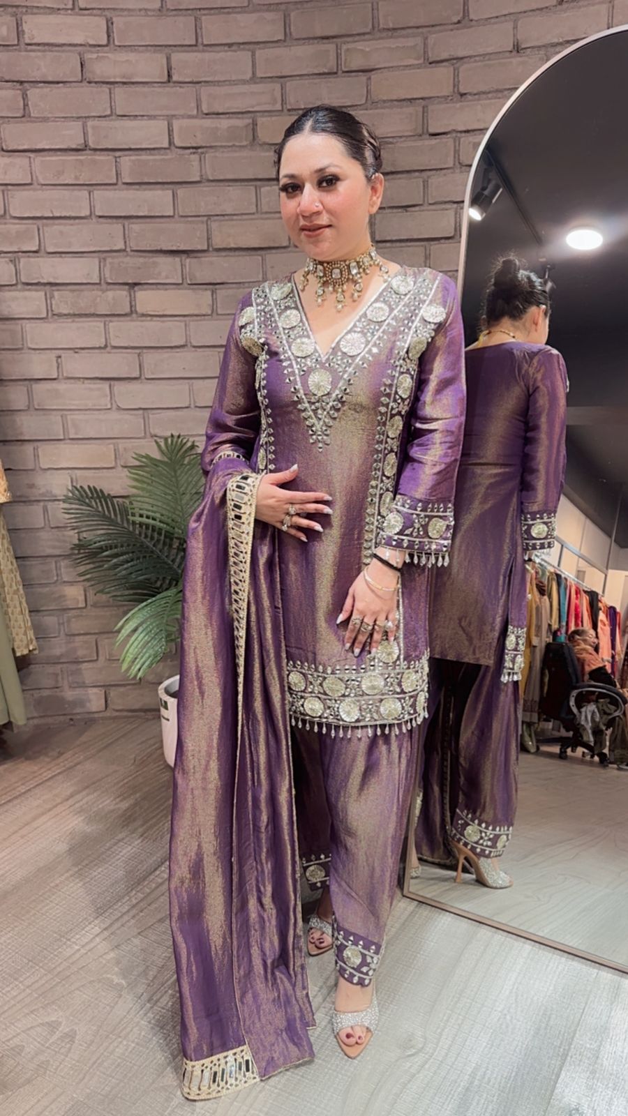 Ronak Lavander Mirror Designer suit
