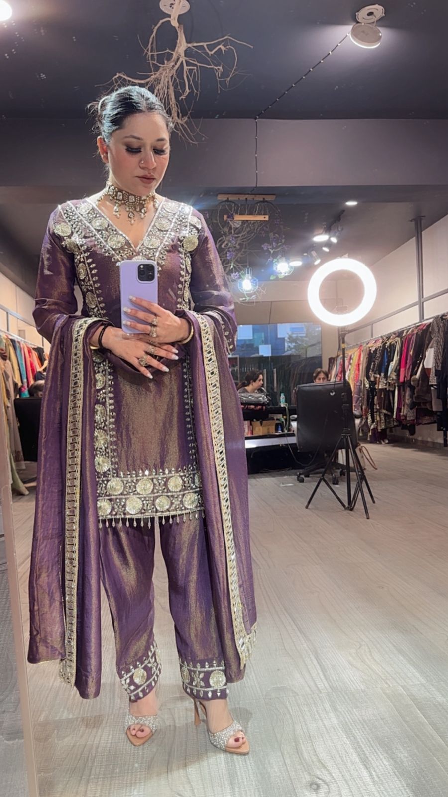 Ronak Lavander Mirror Designer suit