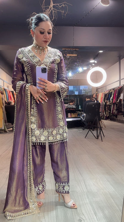 Ronak Lavander Mirror Designer suit