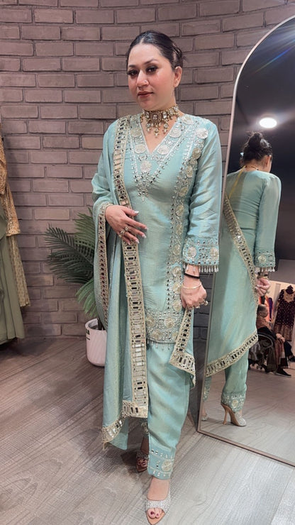 Ronak Aqua Mirror Designer suit