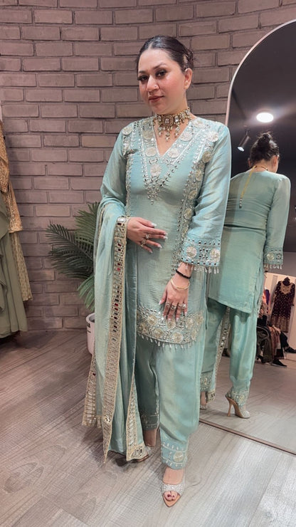Ronak Aqua Mirror Designer suit