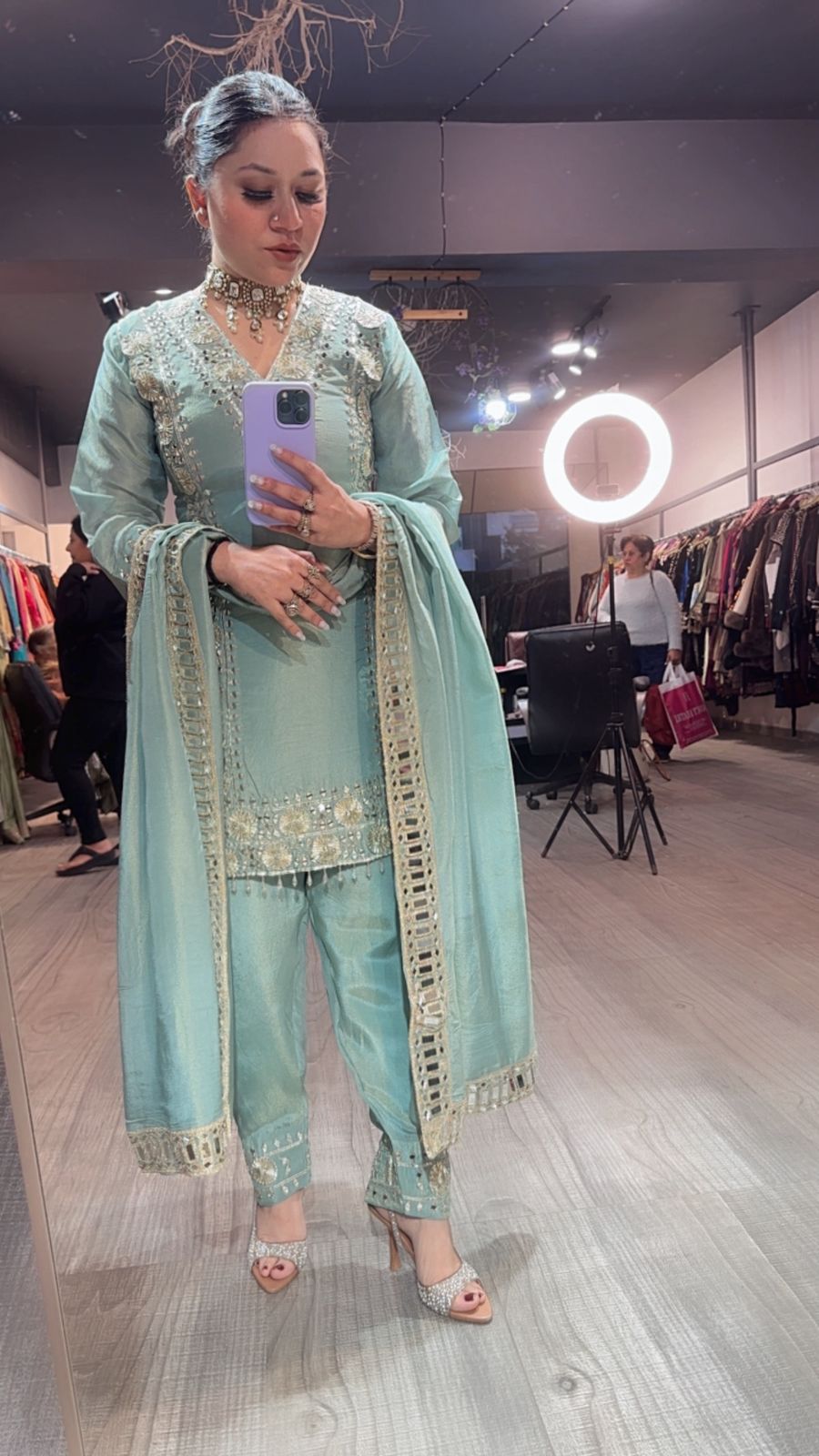 Ronak Aqua Mirror Designer suit