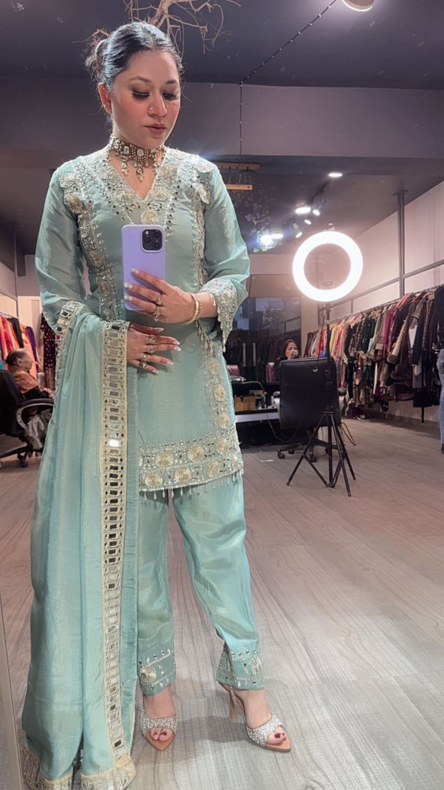 Ronak Aqua Mirror Designer suit