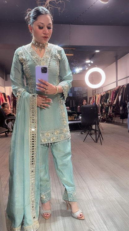 Ronak Aqua Mirror Designer suit