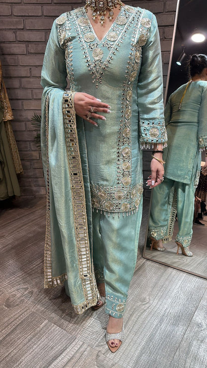 Ronak Aqua Mirror Designer suit