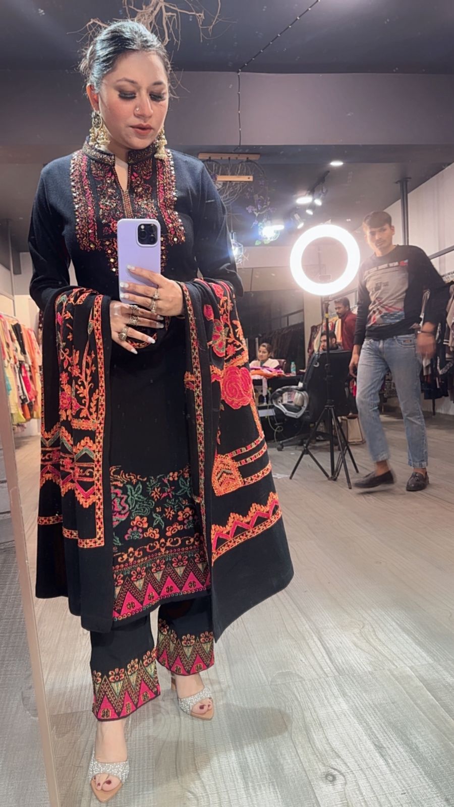 Dal Makhni Black Woolen Designer suit