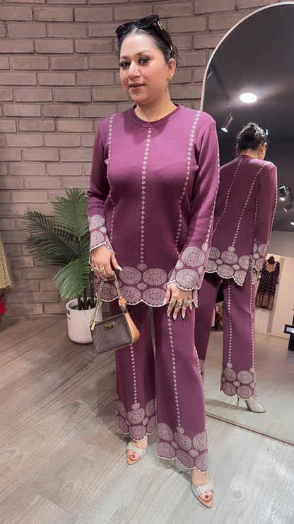 Mocha Onion Pink  Woolen Cordset