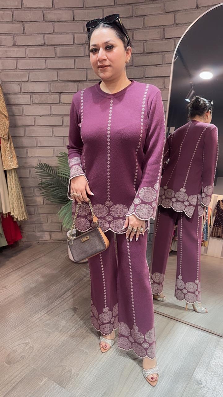 Mocha Onion Pink  Woolen Cordset