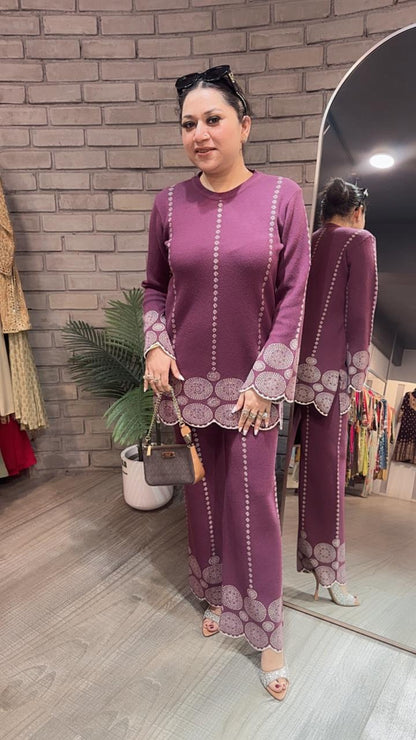 Mocha Onion Pink  Woolen Cordset