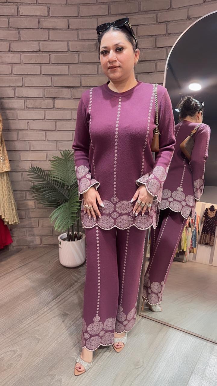 Mocha Onion Pink  Woolen Cordset