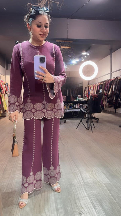 Mocha Onion Pink  Woolen Cordset