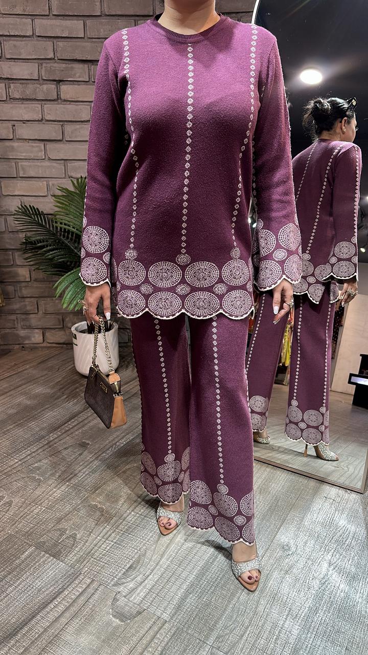 Mocha Onion Pink  Woolen Cordset